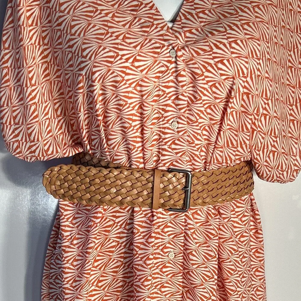 GAP SZ S Camel Braided Leather Belt Stainless Buckle Essential Boho Chic Western